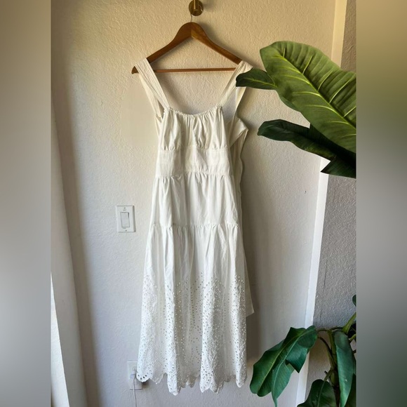 Anthropologie Moon River Tiered Eyelet Midi Dress Sz L - Picture 3 of 7